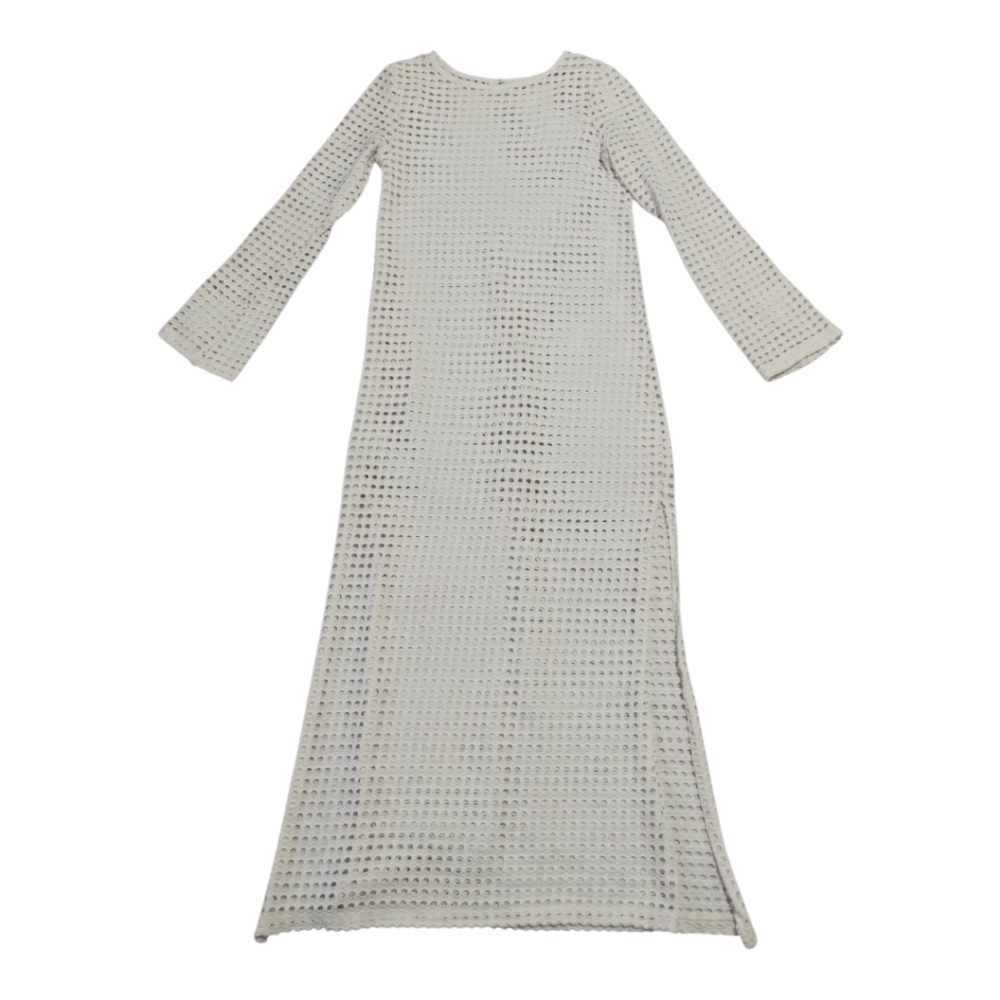 Mango Transparent Knit Cover Dress Womens 4 Retro Slit Pullover Beach Vacation